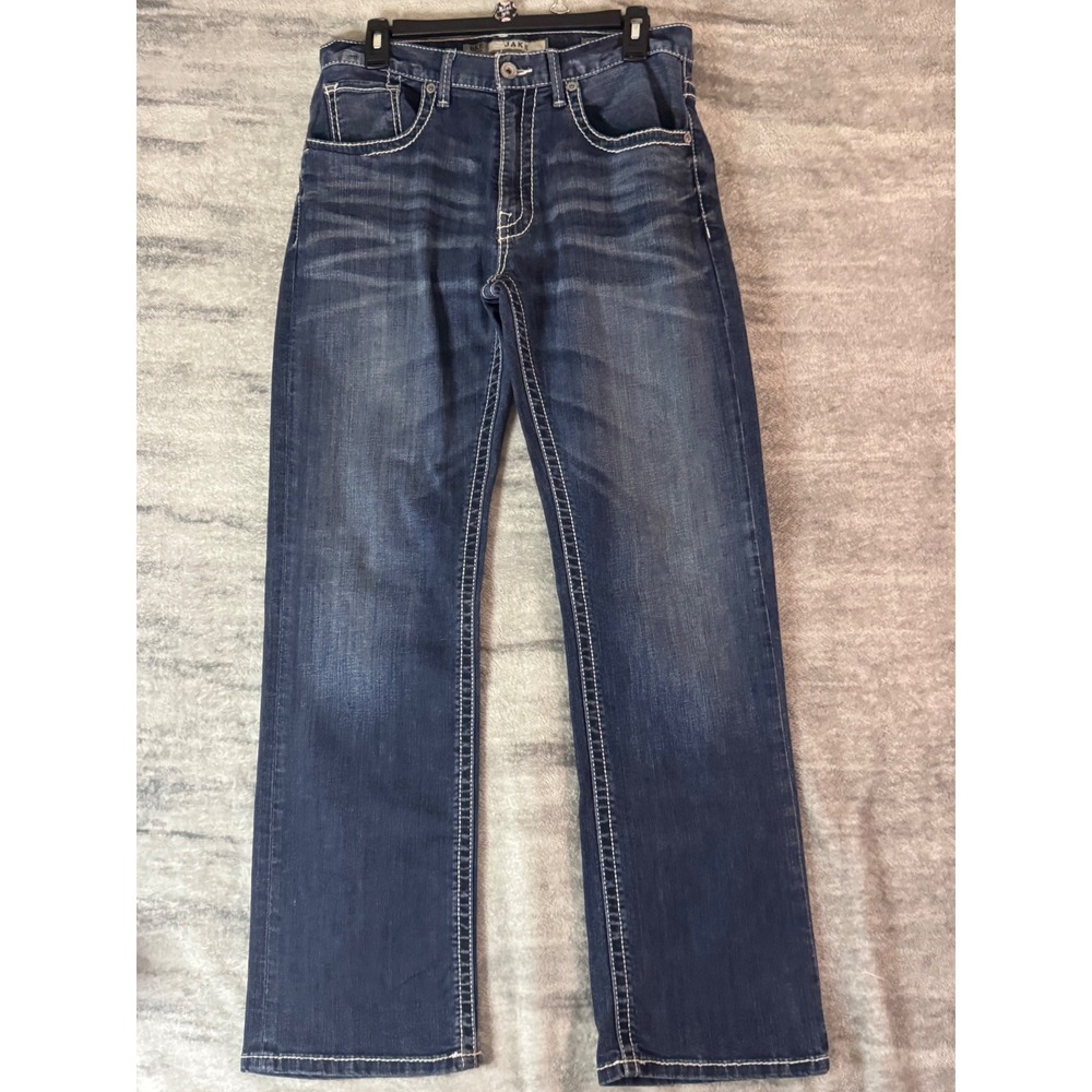 BKE Jake Straight Leg Jeans Mens 32R Dark Wash Contrast Stitch BPL15000 Stretch
